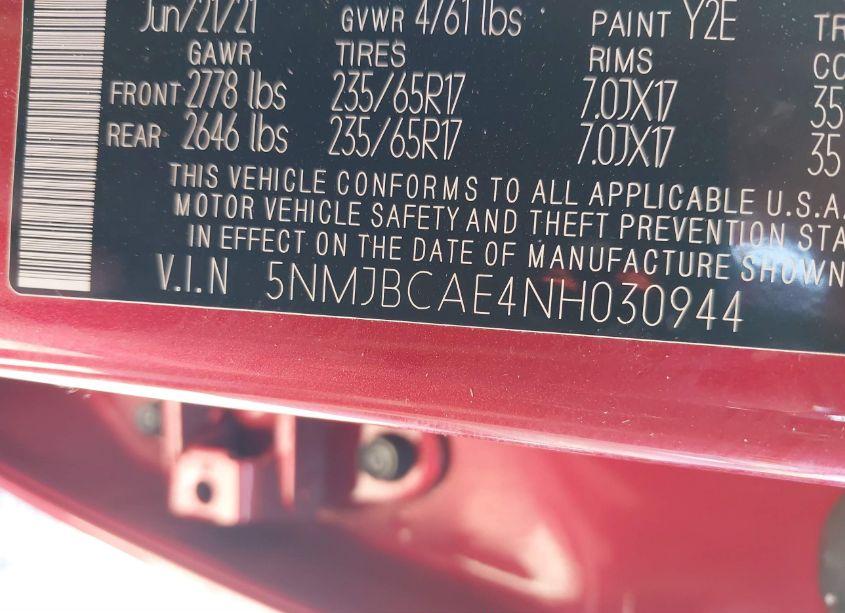 Photo 9 of 2022 Hyundai Tucson SEL (VIN 5NMJBCAE4NH030944)