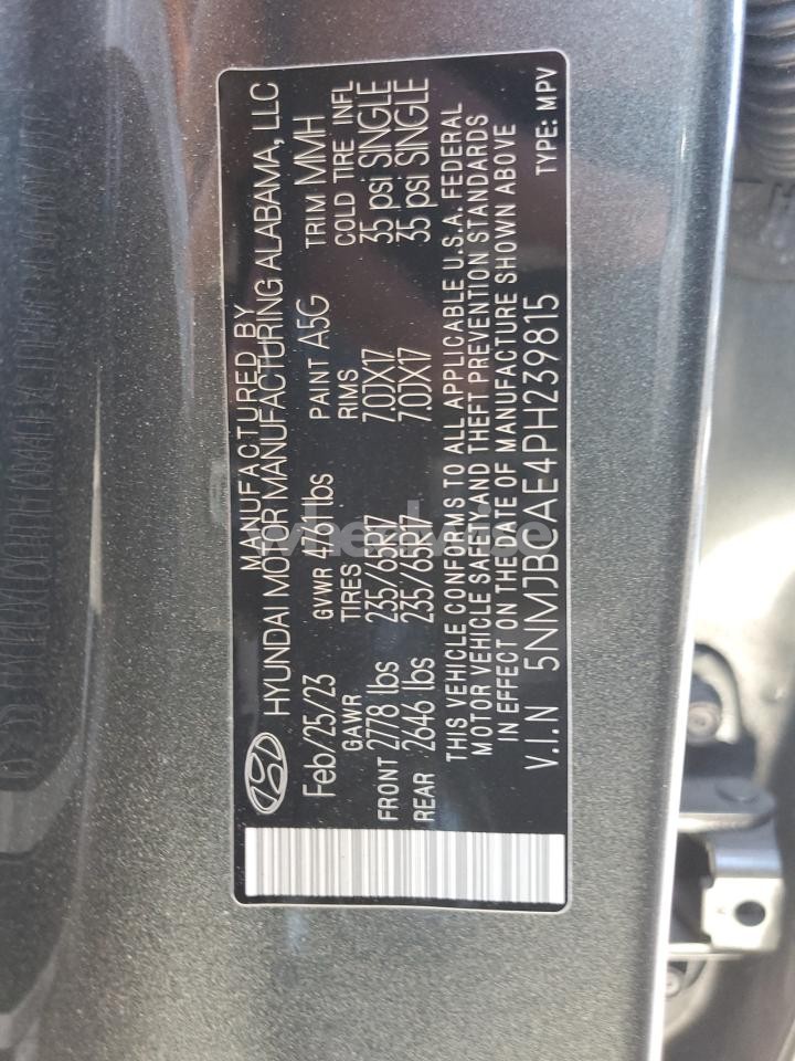 Photo 13 of 2023 HYUNDAI TUCSON SEL (VIN 5NMJBCAE4PH239815)