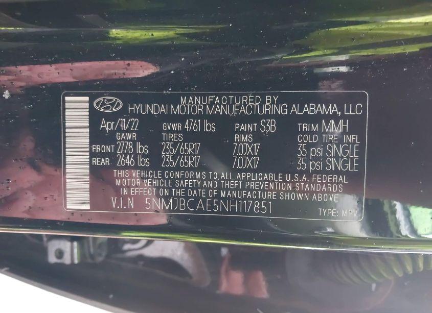 Photo 9 of 2022 Hyundai Tucson SEL (VIN 5NMJBCAE5NH117851)