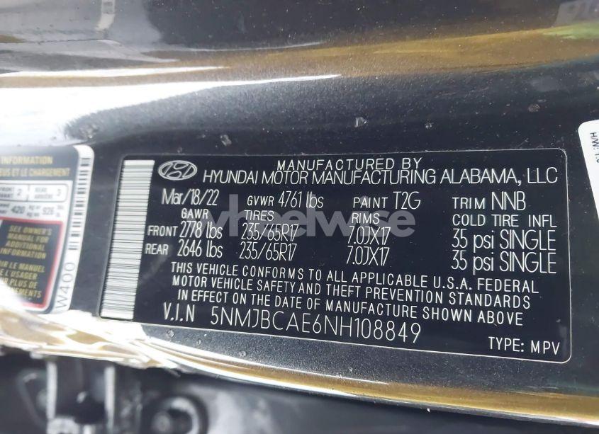 Photo 9 of 2022 Hyundai Tucson SEL (VIN 5NMJBCAE6NH108849)