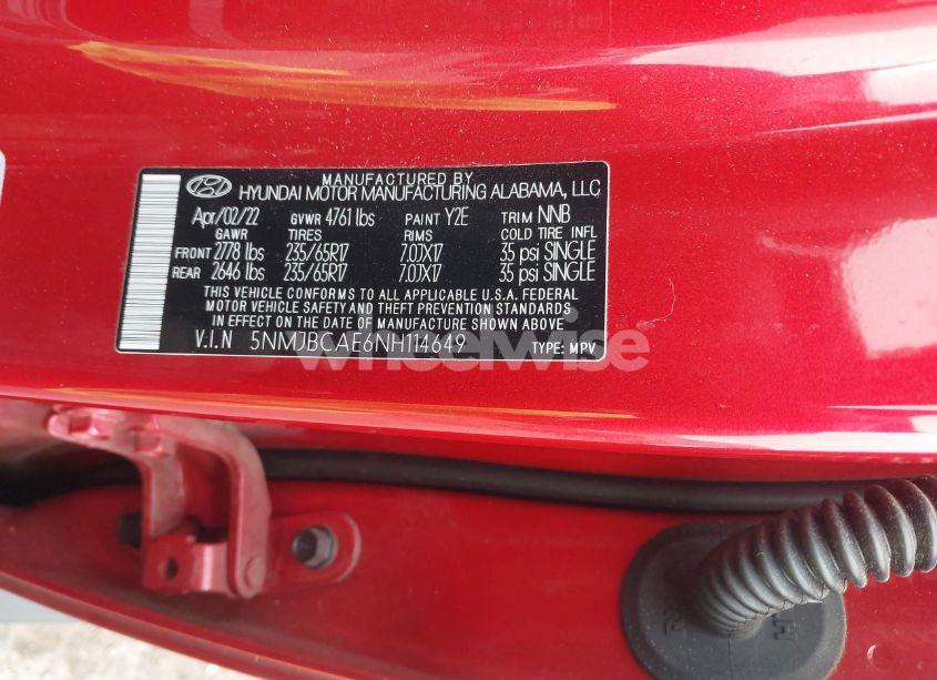 Photo 9 of 2022 Hyundai Tucson SEL (VIN 5NMJBCAE6NH114649)