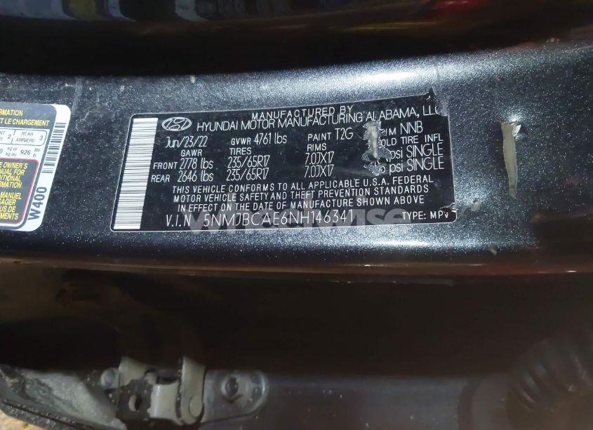 Photo 9 of 2022 Hyundai Tucson SEL (VIN 5NMJBCAE6NH146341)