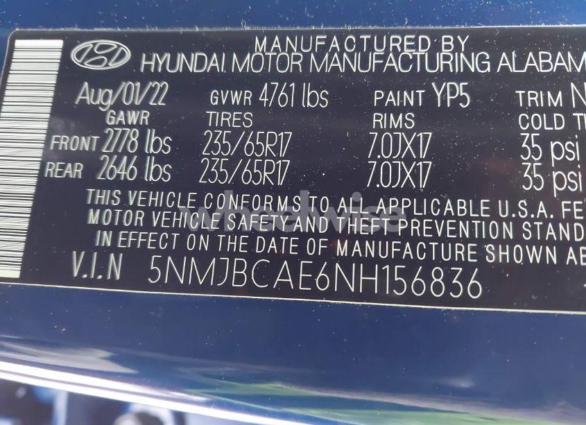 Photo 9 of 2022 Hyundai Tucson SEL (VIN 5NMJBCAE6NH156836)