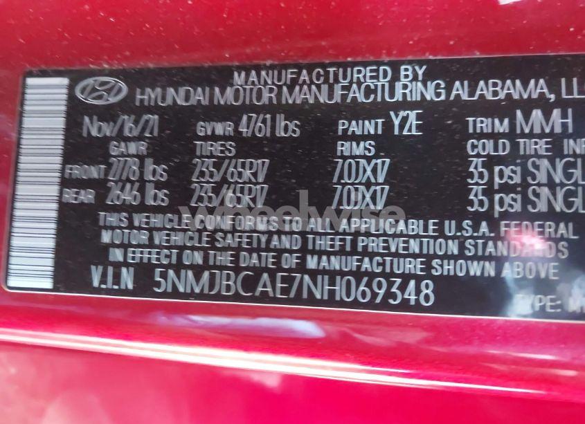 Photo 9 of 2022 Hyundai Tucson SEL (VIN 5NMJBCAE7NH069348)