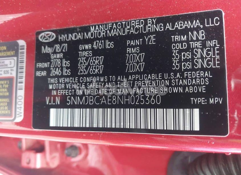 Photo 9 of 2022 Hyundai Tucson SEL (VIN 5NMJBCAE8NH025360)