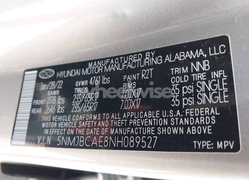 Photo 9 of 2022 Hyundai Tucson SEL (VIN 5NMJBCAE8NH089527)