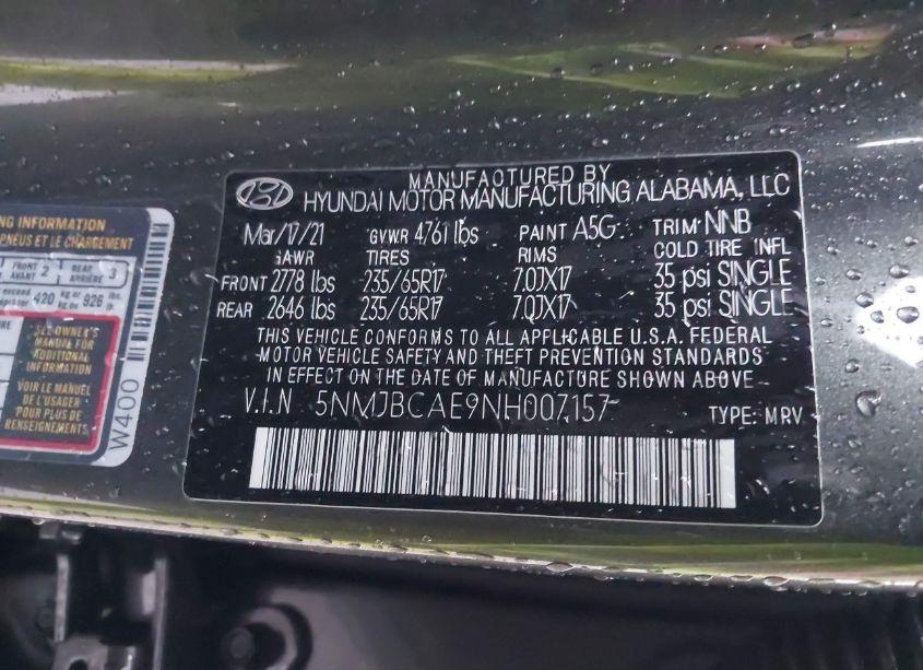 Photo 9 of 2022 Hyundai Tucson SEL (VIN 5NMJBCAE9NH007157)