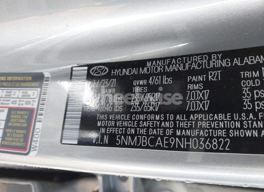 Photo 9 of 2022 Hyundai Tucson SEL (VIN 5NMJBCAE9NH036822)