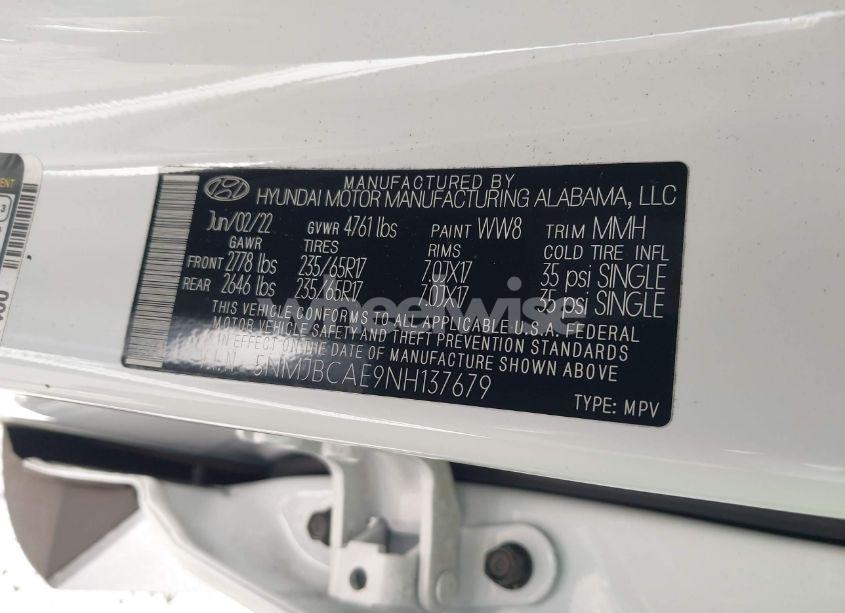 Photo 9 of 2022 Hyundai Tucson SEL (VIN 5NMJBCAE9NH137679)