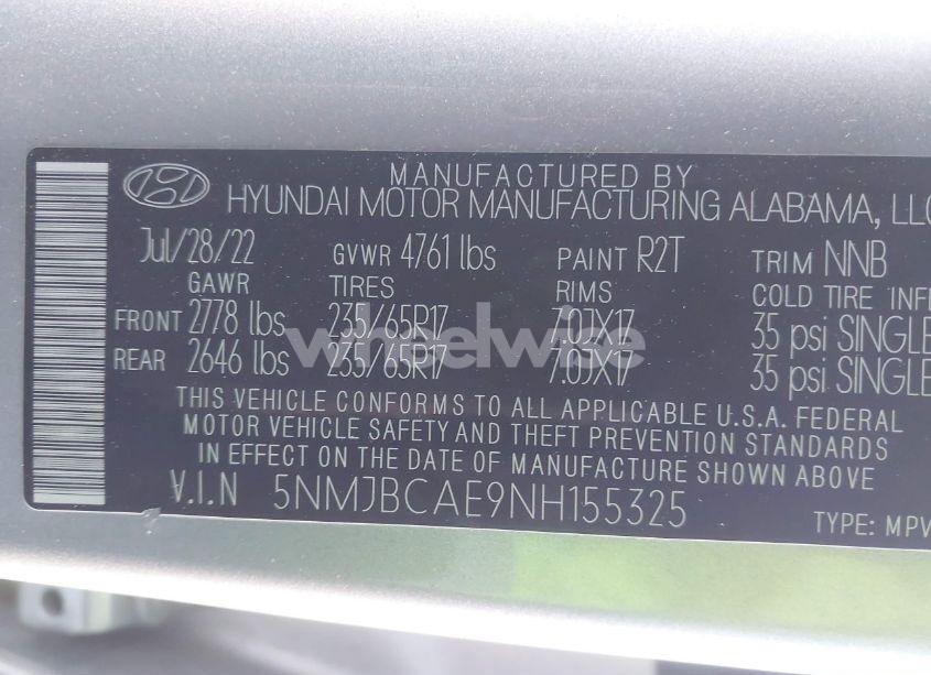 Photo 9 of 2022 Hyundai Tucson SEL (VIN 5NMJBCAE9NH155325)