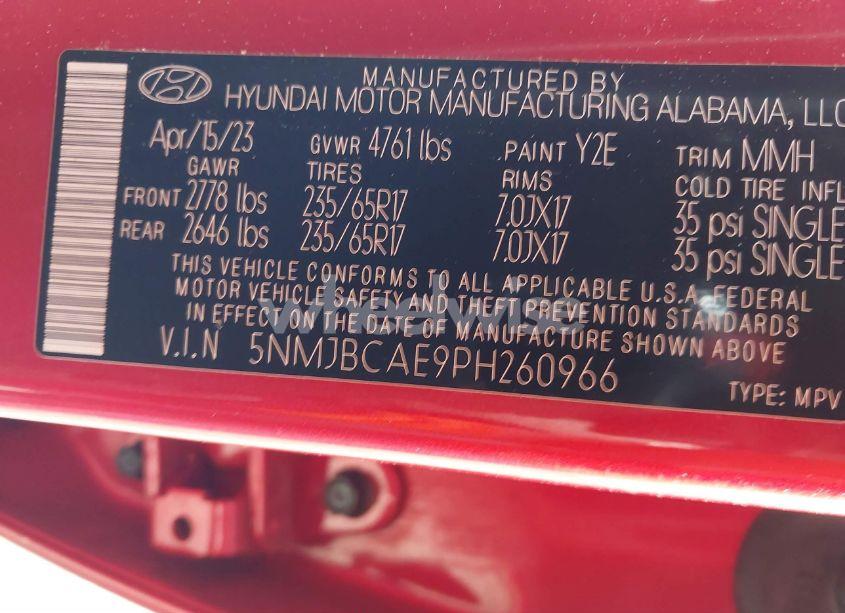 Photo 9 of 2023 Hyundai Tucson SEL (VIN 5NMJBCAE9PH260966)