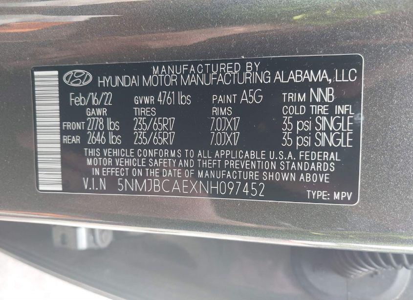 Photo 9 of 2022 Hyundai Tucson SEL (VIN 5NMJBCAEXNH097452)