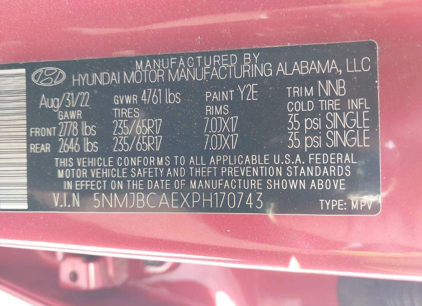 Photo 9 of 2023 Hyundai Tucson SEL (VIN 5NMJBCAEXPH170743)