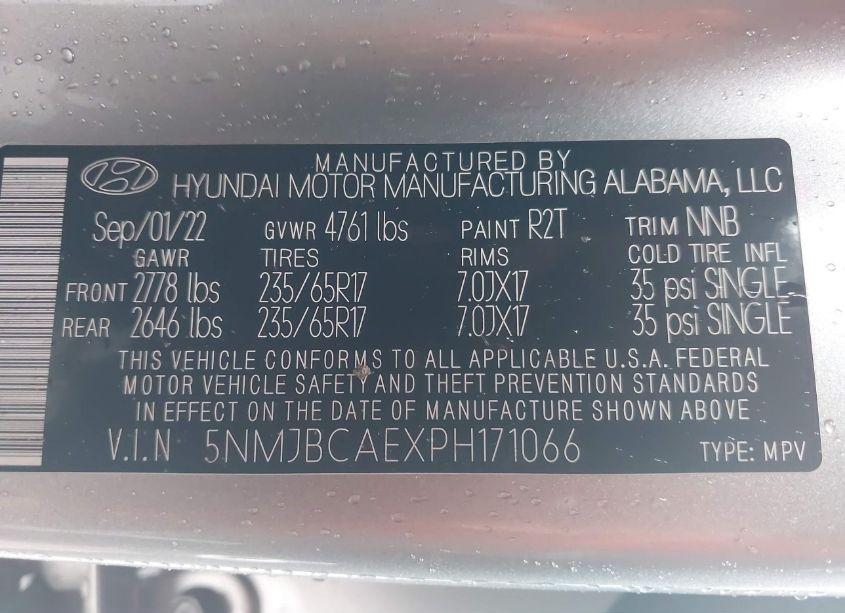 Photo 9 of 2023 Hyundai Tucson SEL (VIN 5NMJBCAEXPH171066)