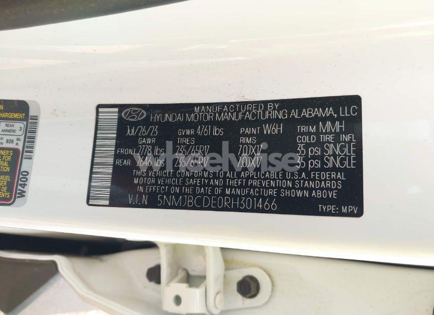 Photo 9 of 2024 Hyundai Tucson SEL (VIN 5NMJBCDE0RH301466)