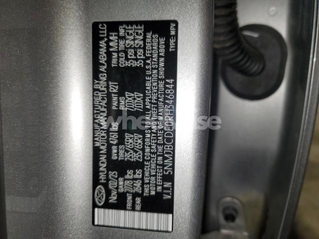 Photo 5 of 2024 HYUNDAI TUCSON SEL (VIN 5NMJBCDE0RH346844)