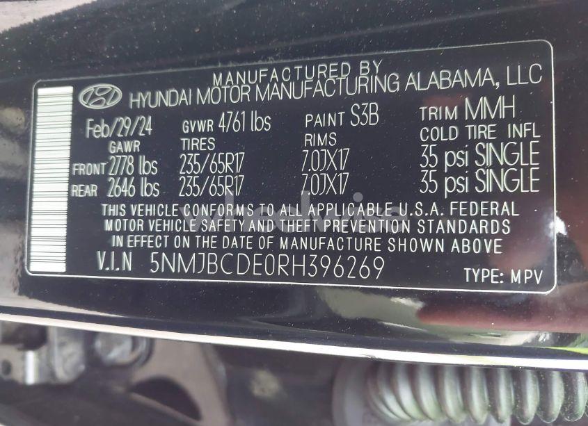 Photo 9 of 2024 Hyundai Tucson SEL (VIN 5NMJBCDE0RH396269)