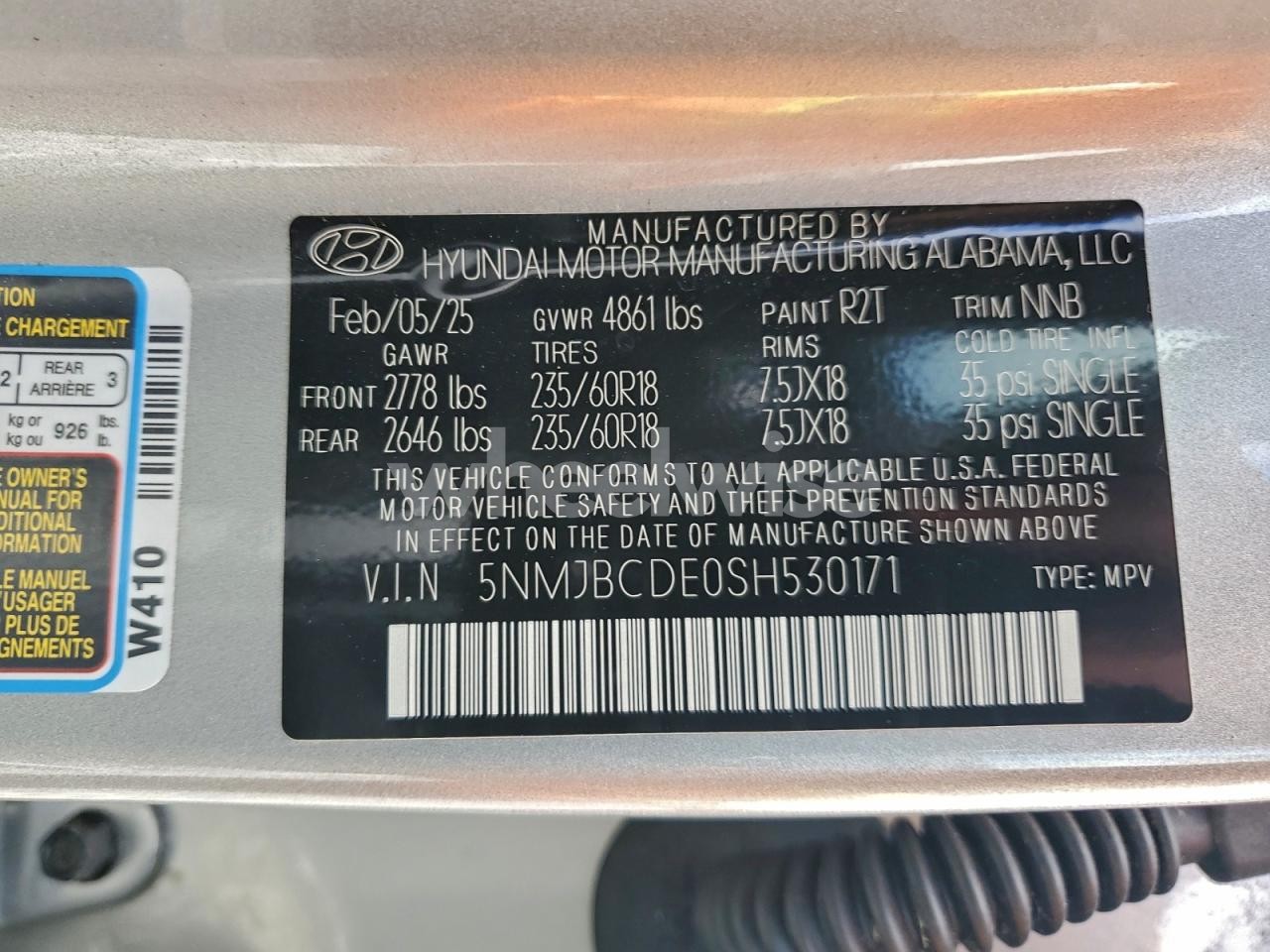 Photo 13 of 2025 HYUNDAI TUCSON SEL (VIN 5NMJBCDE0SH530171)