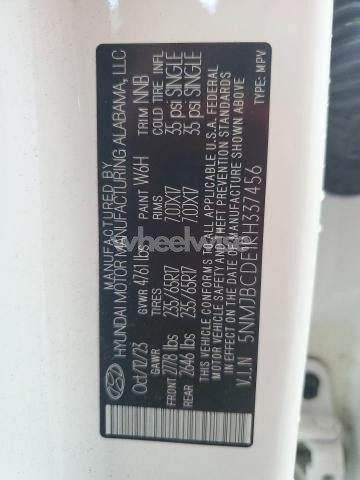 Photo 11 of 2024 HYUNDAI TUCSON SEL (VIN 5NMJBCDE1RH337456)