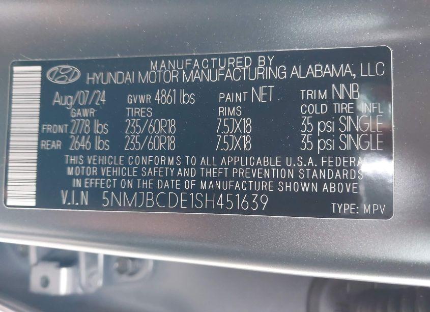 Photo 9 of 2025 Hyundai Tucson SEL (VIN 5NMJBCDE1SH451639)