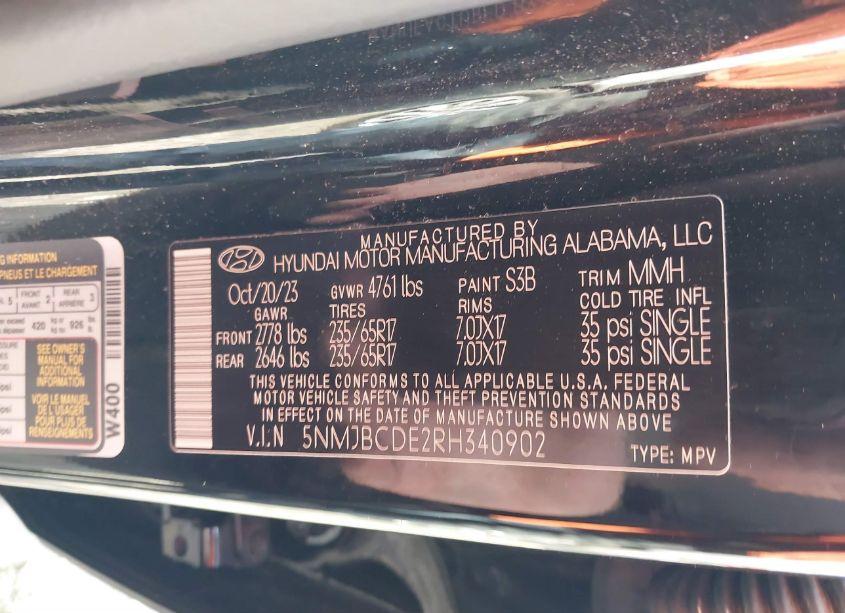 Photo 9 of 2024 Hyundai Tucson SEL (VIN 5NMJBCDE2RH340902)