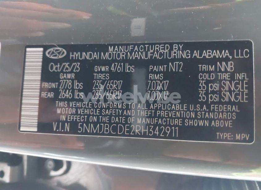 Photo 9 of 2024 Hyundai Tucson SEL (VIN 5NMJBCDE2RH342911)