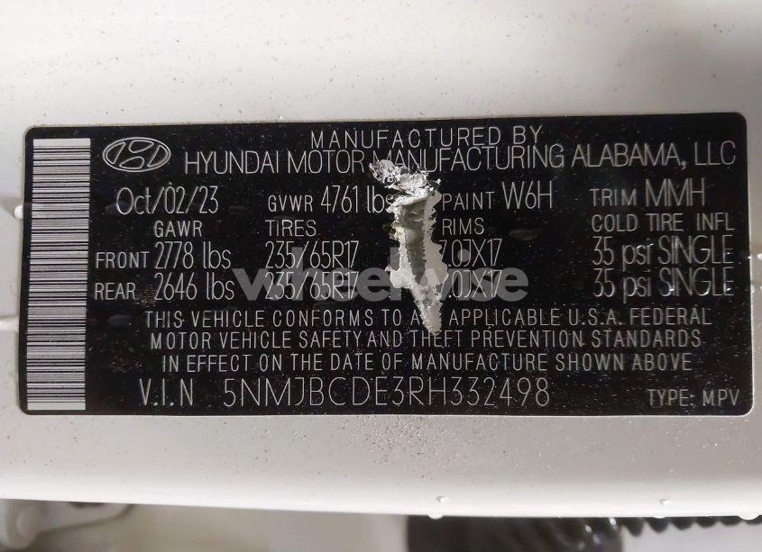 Photo 9 of 2024 Hyundai Tucson SEL (VIN 5NMJBCDE3RH332498)