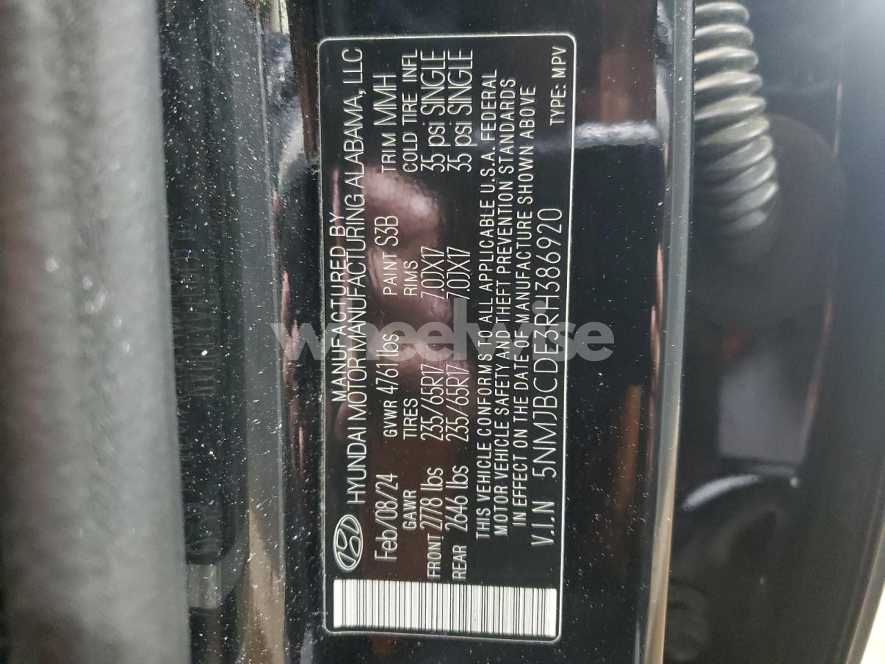 Photo 14 of 2024 HYUNDAI TUCSON SEL (VIN 5NMJBCDE3RH386920)