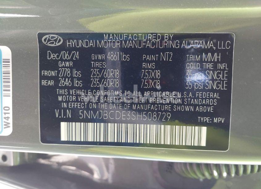 Photo 9 of 2025 Hyundai Tucson SEL (VIN 5NMJBCDE3SH508729)