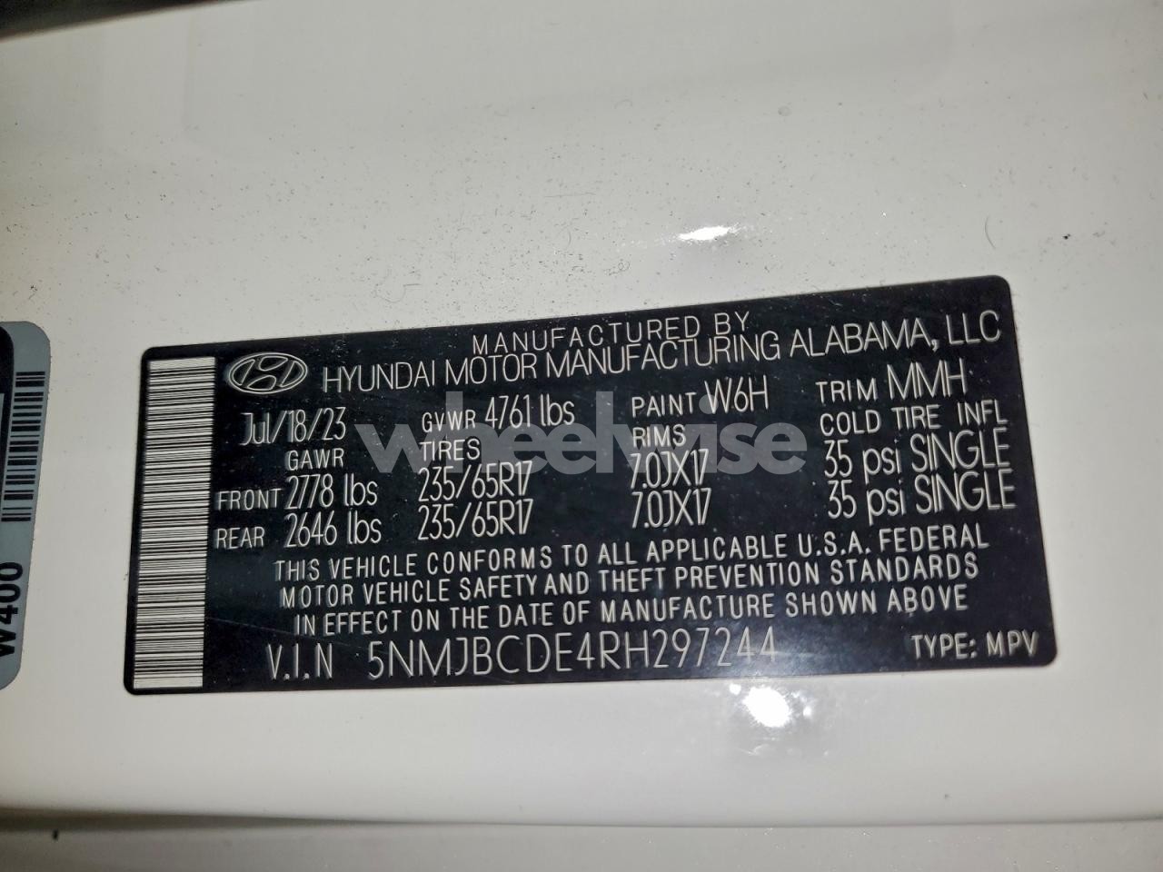 Photo 13 of 2024 HYUNDAI TUCSON SEL (VIN 5NMJBCDE4RH297244)