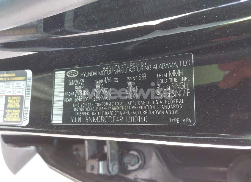 Photo 9 of 2024 Hyundai Tucson SEL (VIN 5NMJBCDE4RH300160)