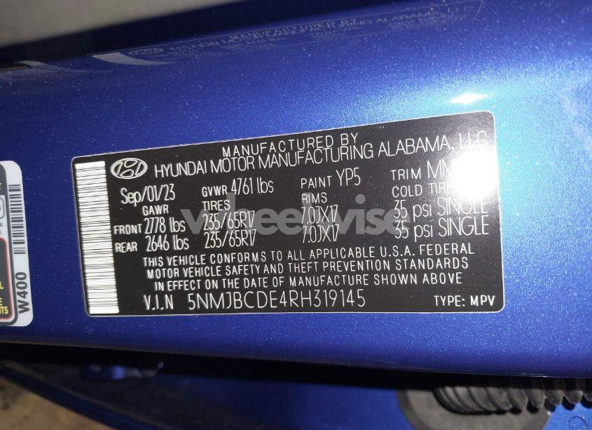 Photo 9 of 2024 Hyundai Tucson SEL (VIN 5NMJBCDE4RH319145)