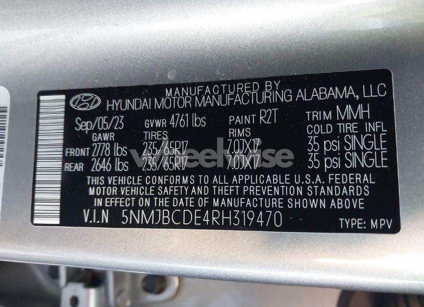 Photo 9 of 2024 Hyundai Tucson SEL (VIN 5NMJBCDE4RH319470)