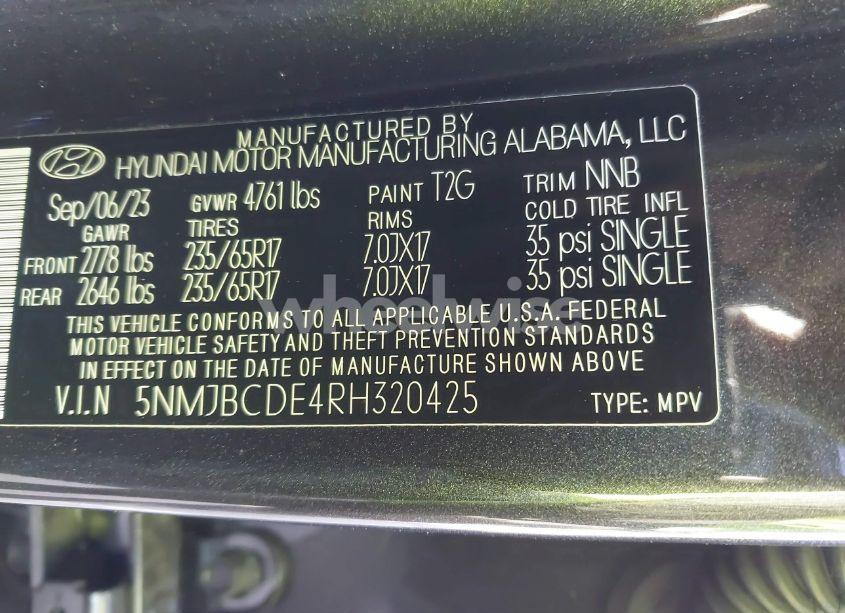 Photo 9 of 2024 Hyundai Tucson SEL (VIN 5NMJBCDE4RH320425)