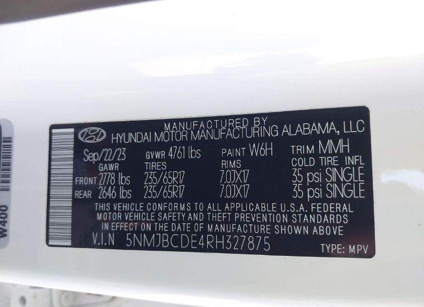 Photo 9 of 2024 Hyundai Tucson SEL (VIN 5NMJBCDE4RH327875)