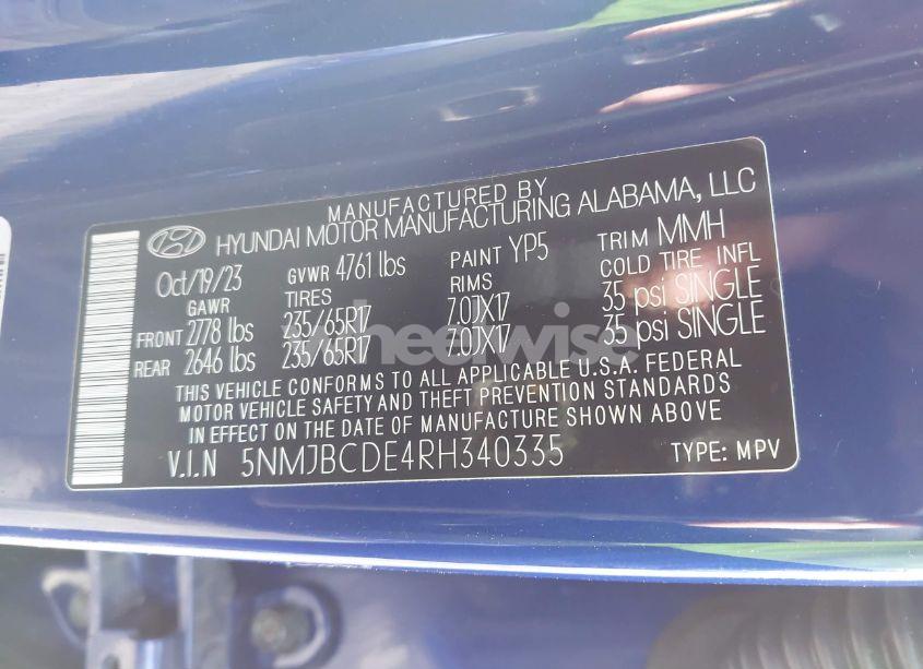 Photo 9 of 2024 Hyundai Tucson SEL (VIN 5NMJBCDE4RH340335)