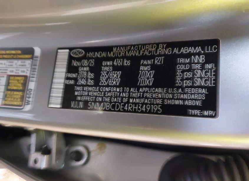 Photo 9 of 2024 Hyundai Tucson SEL (VIN 5NMJBCDE4RH349195)