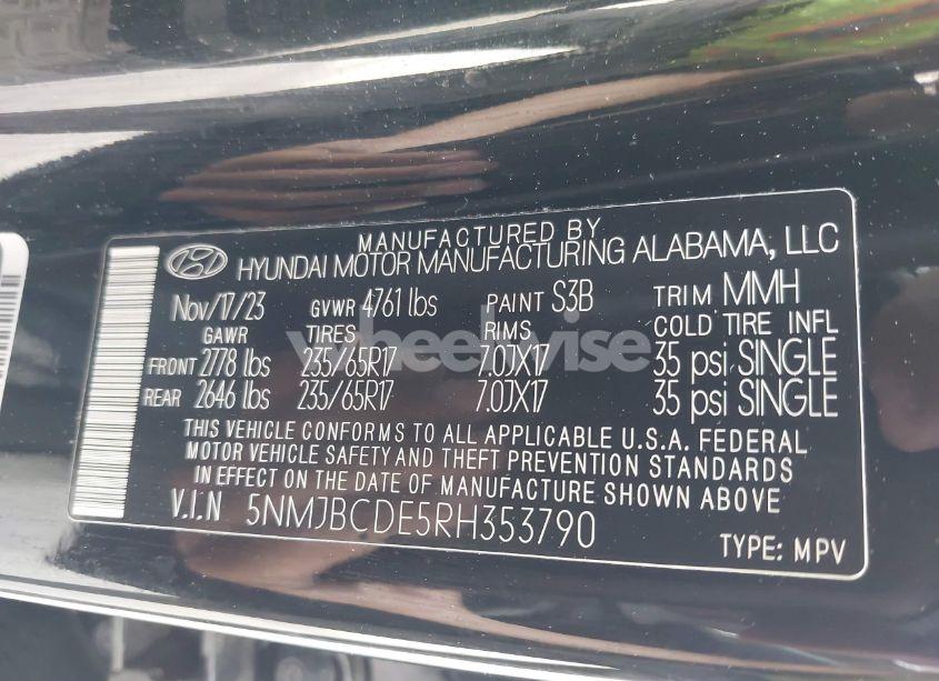 Photo 9 of 2024 Hyundai Tucson SEL (VIN 5NMJBCDE5RH353790)