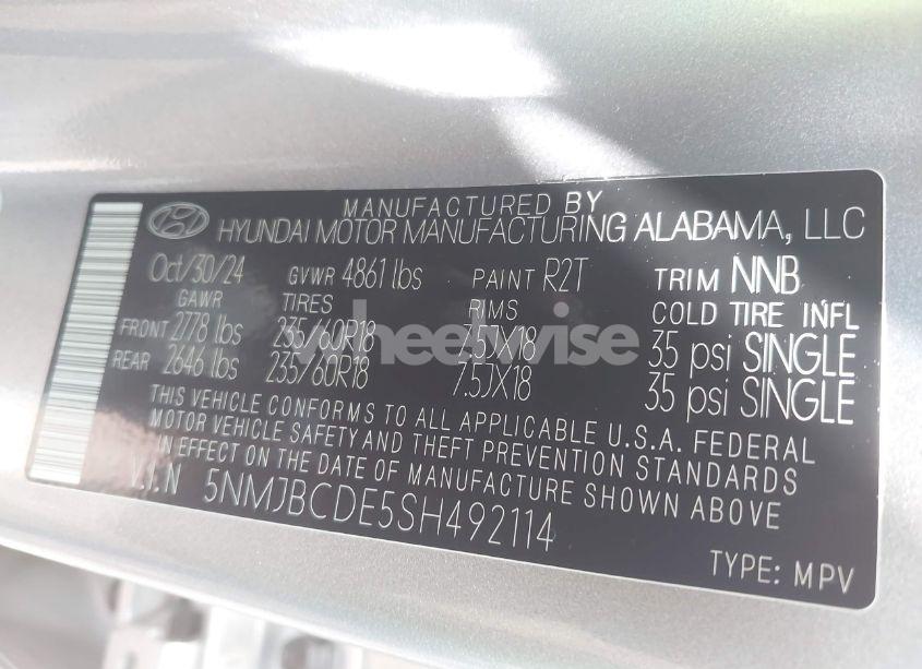 Photo 9 of 2025 Hyundai Tucson SEL (VIN 5NMJBCDE5SH492114)