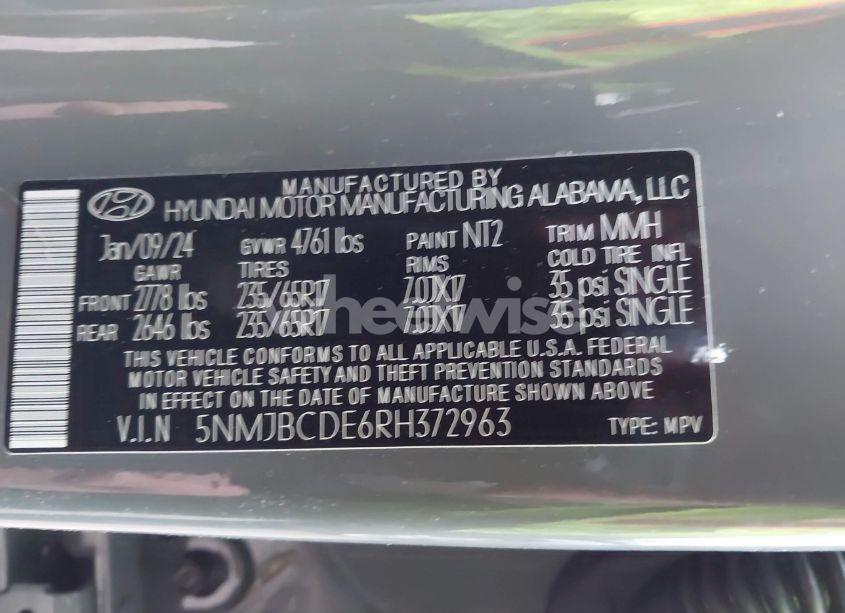 Photo 9 of 2024 Hyundai Tucson SEL (VIN 5NMJBCDE6RH372963)
