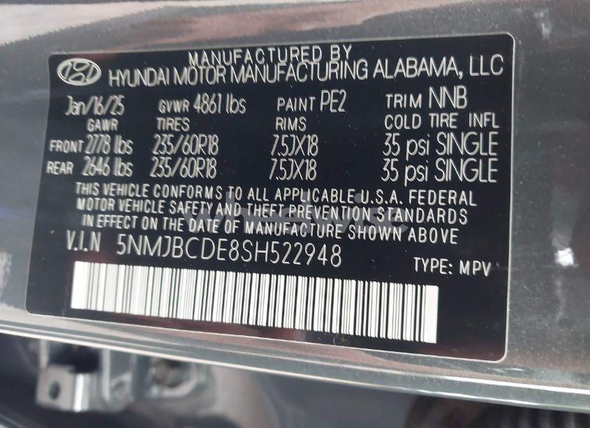Photo 9 of 2025 Hyundai Tucson SEL (VIN 5NMJBCDE8SH522948)