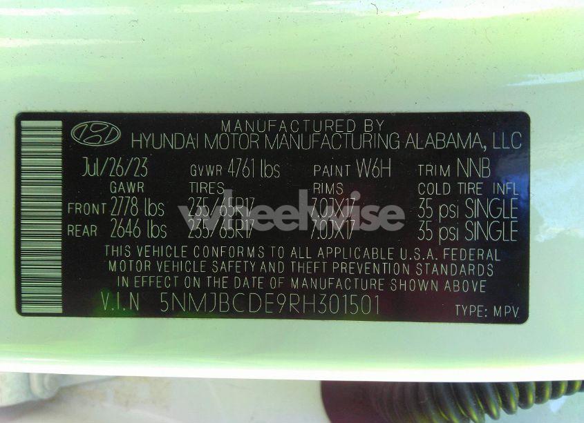 Photo 9 of 2024 Hyundai Tucson SEL (VIN 5NMJBCDE9RH301501)