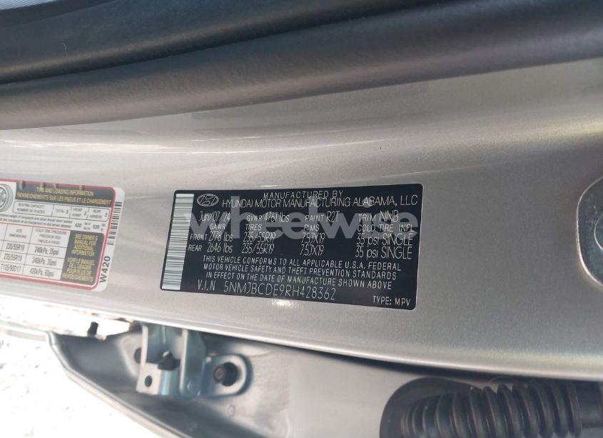 Photo 9 of 2024 Hyundai Tucson SEL (VIN 5NMJBCDE9RH428362)