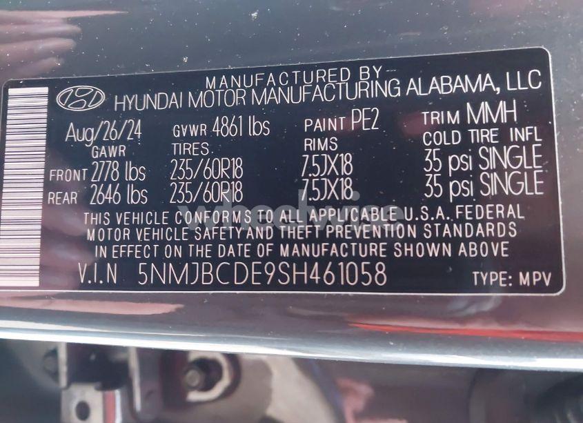 Photo 9 of 2025 Hyundai Tucson SEL (VIN 5NMJBCDE9SH461058)