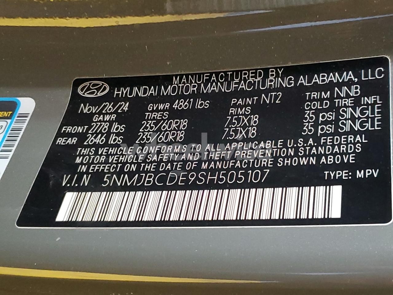 Photo 13 of 2025 HYUNDAI TUCSON SEL (VIN 5NMJBCDE9SH505107)