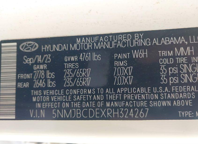 Photo 9 of 2024 Hyundai Tucson SEL (VIN 5NMJBCDEXRH324267)