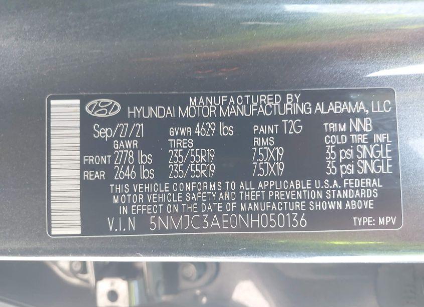 Photo 9 of 2022 Hyundai Tucson SEL (VIN 5NMJC3AE0NH050136)