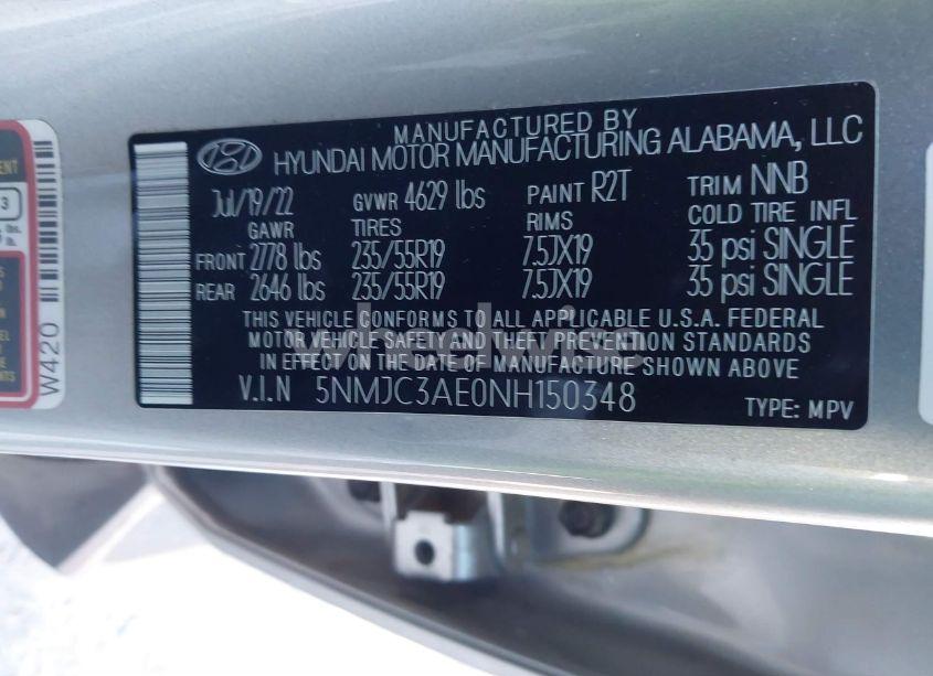 Photo 9 of 2022 Hyundai Tucson SEL (VIN 5NMJC3AE0NH150348)