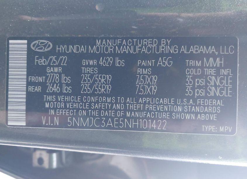 Photo 9 of 2022 Hyundai Tucson SEL (VIN 5NMJC3AE5NH101422)