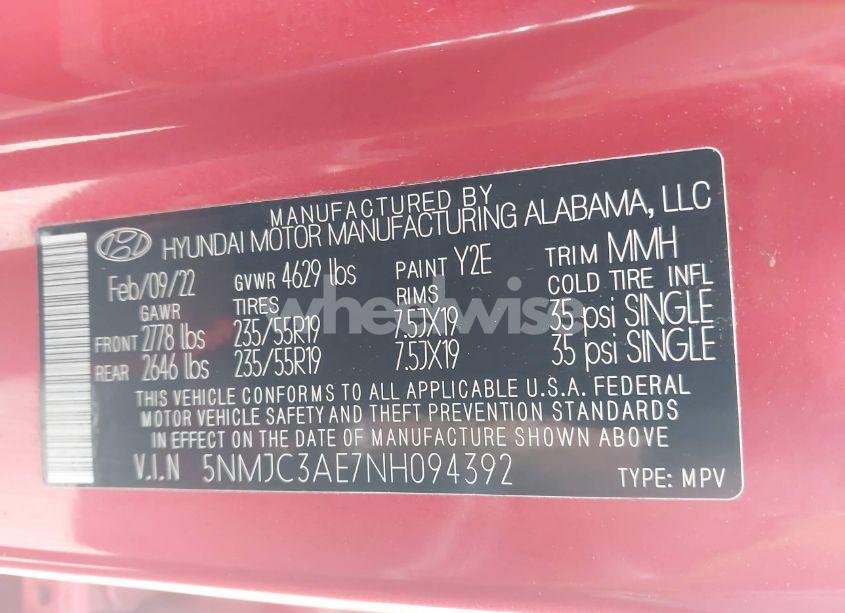 Photo 9 of 2022 Hyundai Tucson SEL (VIN 5NMJC3AE7NH094392)